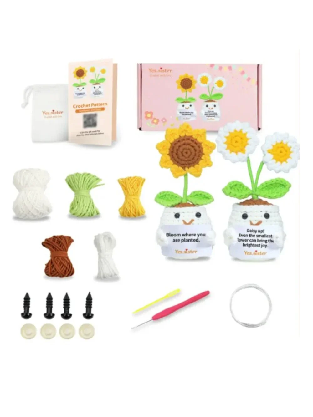 Emotional Support Amigurumi Sunflower Daisy Flower Crochet Kit DIY 5